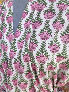 Kimono en coton imprimé à la main, style plage et hiver, avec cordon de serrage, motif floral indien, prix d'usine - Vente chaude - Product Image 4