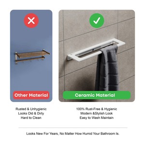 Nouvelle Conception Porte-Serviettes Double en Céramique pour Salle de Bain / Barre à Serviettes / Rail à Serviettes Accessoires Porte-Serviettes - Product Image 5