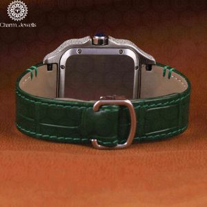 Charm_Jewells Luxury Women's Stainless Steel <b>Watch</b> Square Case 38mm Analog Quartz Sapphire Crystal Leather Band - Product Image 3