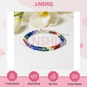 Cheville en cristal de pierres précieuses 7 chakras, qualité supérieure, grade AAA, design tendance, multicolore, à facettes, extensible, fournisseur indien - Product Image 3