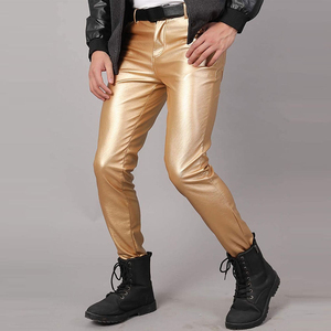 Pantalones de cuero para hombre, corte relajado, largos, casuales, con acabado suave, para uso diario y fin de semana. - Product Image 6