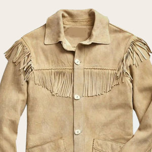 Customized <b>Western</b> Genuine Leather Cowboy Fringe <b>Jacket</b> Waterproof Breathable Eco-Friendly Slim Fit Winter High Quality Cheap - Product Image 4
