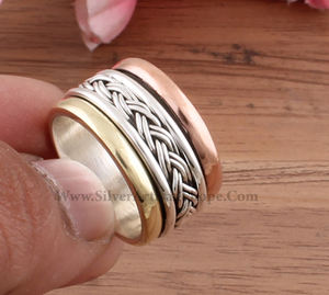 Anillo de Plata de Ley 925 con Engaste de Bisel para Sanación, Meditación y Alivio de la Ansiedad, Joyería Boho para Fiestas, Unisex, Venta al por Mayor - Product Image 2