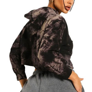 Sudadera con capucha de color liso para otoño e invierno, top corto informal de algodón para mujer, talla americana, para sudadera con capucha y suéter. - Product Image 6