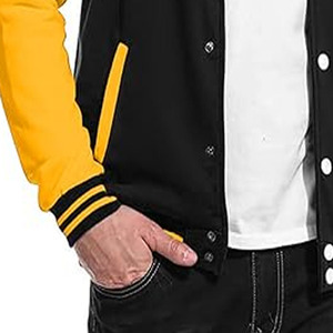 Varsity <b>Jacket</b> Black with Red Color Embroidery Logos Patches and Labels <b>Jacket</b> for <b>Men</b> - Product Image 1