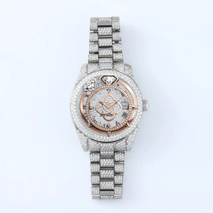 Reloj de Lujo para Hombre de Acero Inoxidable con Movimiento de Cuarzo Analógico, Correa de 20 mm, Estilo Hip Hop, Tono Oro Rosa, Resistente al Agua 10 Bar - Product Image 1