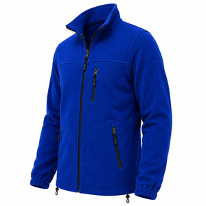 Chaqueta de Forro Polar Azul para Hombre, con Cierre Completo, Cuello Alto, Casual, Resistente al Viento, para Uso en Exteriores, Color Sólido, Corte Regular, Material de Poliéster - Product Image 5