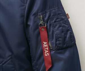 Chaqueta Bomber Azul Marino para Hombre, Cierre de Cremallera, Poliéster, Resistente al Viento, Informal, para Otoño, Cuello Camisero, Corte Regular - Product Image 5