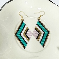 Pendientes Bohemios con Diseño de Rombo, Hechos a Mano, Joyería con Cuentas de Vidrio Importadas