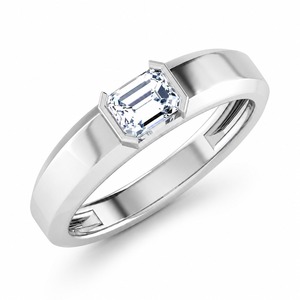 Anillo de Compromiso de Diamantes con Corte Esmeralda en Oro Blanco para Mujer, Engaste de Tensión, Estilo Clásico, Diseño Geométrico - Product Image 5
