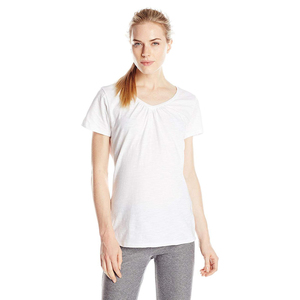 T-shirts basiques personnalisés pour femmes, imprimés, été, uni, 100% coton, col rond, fabriqués au Pakistan - Product Image 1