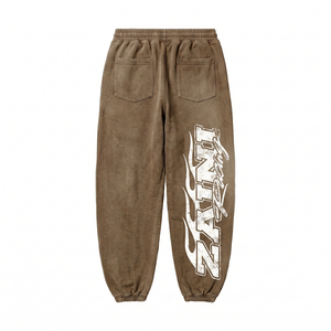 Premium 400 GSM Cotton Polyester <b>Brushed</b> Fleece Brown Jogger Pant Eco-Friendly Quick Dry Breathable Pleated Front Drawstring - Product Image 2
