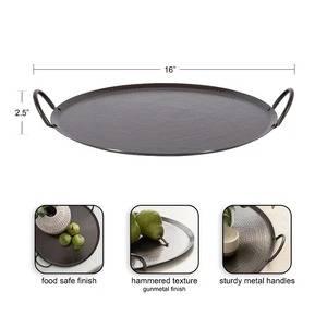 Plateau de service en métal de forme originale, plat décoratif en aluminium poli, plat à fruits pour la décoration de table de mariage ou de fête - Product Image 1