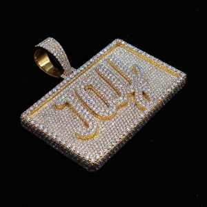 จี้เพชรโมอิสซาไนต์ VVS เงินแท้ 925 สำหรับผู้ชาย พร้อมจี้ตัวอักษรและตัวเลขแบบกำหนดเอง สไตล์ฮิปฮอป - Product Image 2