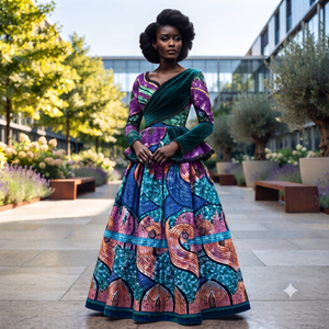 Robe longue en tissu wax africain de qualité supérieure pour femmes - Robe traditionnelle Ankara multicolore élégante pour les événements spéciaux - Product Image 1