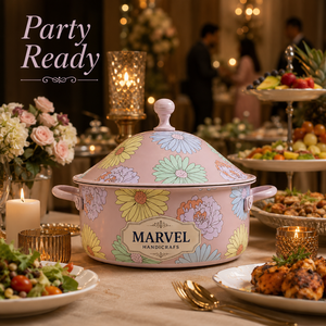 Casserole isotherme en acier rose à motifs floraux de qualité supérieure Marvel Handicrafts avec couvercle, récipient thermique pour aliments, chauffe-plat, ustensile de cuisine - Product Image 2