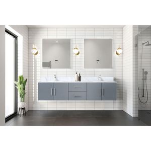 Dark Grey 80 In. W X 22 In. D Double Bath <b>Vanity</b> with Carrara Marble Top and 30 In. LED <b>Mirrors</b> Faucet Set Included - Product Image 3
