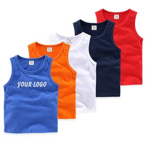 Logotipo personalizado 100% algodón Casual Bebé Unisex Tank Top 2 piezas Set Negro Impreso Transpirable - Product Image 2