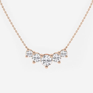 Collier chaîne demi-éternité à cinq pierres en diamant de laboratoire rond 3 carats pour femme, bijou élégant et étincelant - Product Image 2