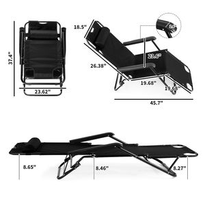 Silla Plegable Reclinable Extensible Negra Portátil, Muebles de Jardín de Doble Uso - Product Image 3