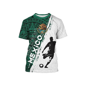 Camiseta de Fútbol de México con Estampado Completo Negro y Dorado Diseño Azteca para Hombre, Manga Corta, Cuello Redondo, 100% Poliéster, Prenda Transpirable - Product Image 3