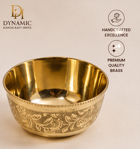 Juego de 6 tazones de latón de 200 ml, hechos a mano, con grabado floral, para servir, vajilla india Katori, acabado dorado - Product Image 4