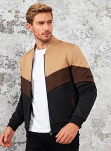 Mens Lightweight <b>Jacket</b> Casual Bomber <b>Jacket</b> Color Block Varsity Coat - Product Image 3