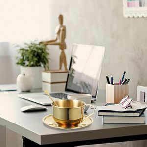 Premium Golden Stainless Steel <b>Tea</b> Cup with Saucer & Spoon <b>Set</b> Luxury Coffee Mug <b>Set</b> for Home Office & <b>Gifting</b> - Product Image 4