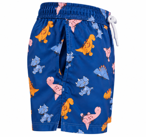 Shorts de Baño para Hombre con Estampado de Dinosaurios Azules, Cintura con Cordón Ajustable, Secado Rápido, Estilo Casual - Product Image 5