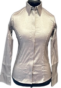 Camisa Western Show de vaquera hecha a mano en tela elástica de tafetán plateada - Product Image 2