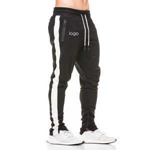 Men Black Sweatpants With <b>White</b> Side Stripe Elastic Waist Drawstring Casual <b>Joggers</b> Breathable Knitted Pants Autumn Wear - Product Image 6