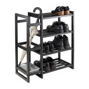 Durable 4 Tier Metal Shoe Rack Organizer with Lightweight <b>Open</b> Design and Plastic Joint Supports - Product Image 3