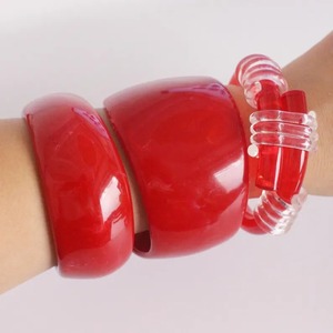 Bijoux fantaisie en résine, bracelets, lot de 3, faits à la main pour femmes et filles, look classique, couleur et taille personnalisables, haute qualité, usage quotidien - Product Image 2