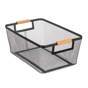 Cestas de Almacenamiento de Alambre Metálico, Contenedores de Malla para Despensa con Asas de Madera, Organizador de Cocina, Contenedores Utilitarios para Frutas y Aperitivos - Product Image 2
