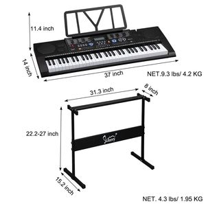 Supporto per Tastiera Portatile a 61 Tasti con Altoparlanti Integrati, Cuffie, Microfono, Poggiapauta, Schermo LCD e Porta USB per Organo - Product Image 2