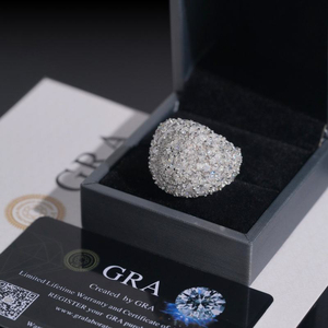 925 Silver Oval Statement <b>Ring</b> Lightweight Lab Grown Certified Diamond Cluster <b>Ring</b> Luxury <b>Iced</b> Out Cocktail Jewelry Bold - Product Image 1