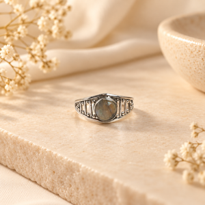 Bagues en argent sterling 925 faites à la main, style classique, avec pierres naturelles, labradorite bleue feu et diamant, bijoux fins pour soirée - Product Image 4