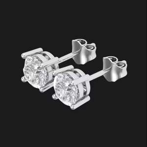 Boucles d'oreilles clous de luxe classiques en zircon taille ronde, plaqué or rose, argent sterling 925, bijoux de fête - Product Image 6