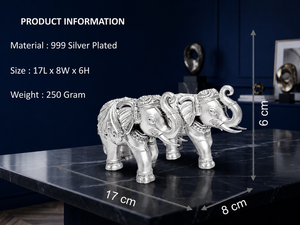 พระพุทธรูปช้างคู่ชุบเงิน 999 จาก Jaipur Metals ทำจากทองเหลืองแท้ 100% ขนาด 8.2 x 4 x 5.5 ซม. สำหรับบูชาที่บ้าน - Product Image 2