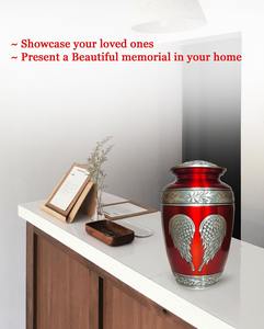 Urne funéraire en aluminium, urne pour cendres avec ailes d'ange, urne commémorative pour adulte, urne funéraire en métal pour cendres humaines, urne funéraire artisanale - Product Image 3