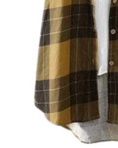 Vestido Camisero Largo a Cuadros Marrón Mostaza Personalizado para Mujer, Estilo Túnica Casual con Botones, Holgado y Suave de Algodón y Lino - Product Image 5