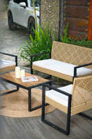 Ensemble de meubles d'extérieur en rotin moderne 4 pièces, couleur personnalisée, design pliable - Marque BeNK pour cuisine, jardin, salle à manger, salon