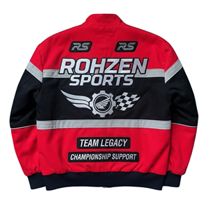 Custom Unisex Racing <b>Bomber</b> Motorsport Team <b>Jacket</b> Embroidered Patch Snap Button Streetwear Windproof Track % Cotton <b>Summer</b> - Product Image 2