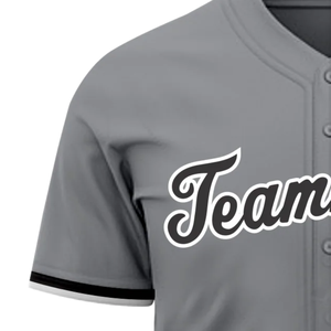 Gray Baseball Jersey Short Sleeve Button <b>Down</b> Custom Team Uniform Lightweight Breathable Athletic Sports Shirt - Product Image 4