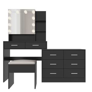 Large LED Light Vanity Desk with 10 Bulbs Makeup <b>Table</b> with Charging Station Elegant Vanity <b>Mirror</b> - Product Image 6