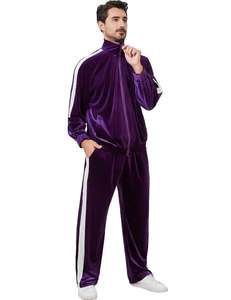 Survêtement en velours pour homme, veste athlétique à fermeture éclair intégrale, pantalon assorti, vêtements de sport d'hiver - Product Image 2
