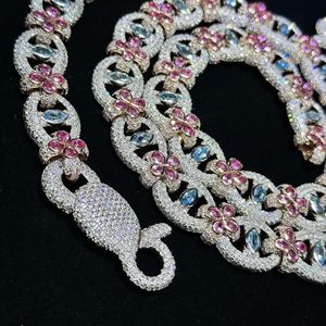 Customized 18mm Cuban Link Moissanite <b>Chain</b> 925 Sterling Silver Rose Gold Finish High Quality <b>Iced</b> Jewelz D VVS Necklace - Product Image 1