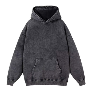 เสื้อฮู้ดดี้โอเวอร์ไซส์ผ้าฝ้าย 100% ล้างสีแบบแอซิดวอช สกรีนโลโก้ตามสั่ง ขายดี สำหรับผู้ชาย ใส่ได้ในฤดูหนาว น้ำหนักเบา ประดับด้วยคริสตัล ทรงหลวม รับผลิตแบบ OEM ผ้าฟลีซ SMART - Product Image 4