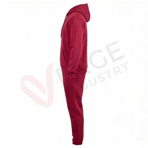 Conjunto Deportivo para Hombre Color Granate, Manga Larga, con Capucha, Color Sólido, Transpirable, Corte Regular, para Otoño - Product Image 3