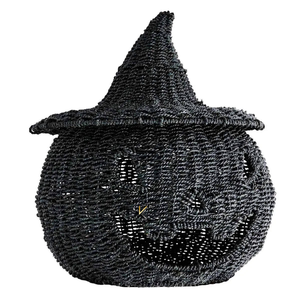 Cesta Decorativa de Calabaza Premium para Halloween, Bolsa de Dulces, Decoración para el Hogar, Hecha a Mano con Jacinto de Agua Natural, Grado No Tóxico - Product Image 5